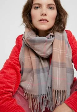 Barbour HAILES TARTAN WRAP - Scarf - Taupe/pink Tartan